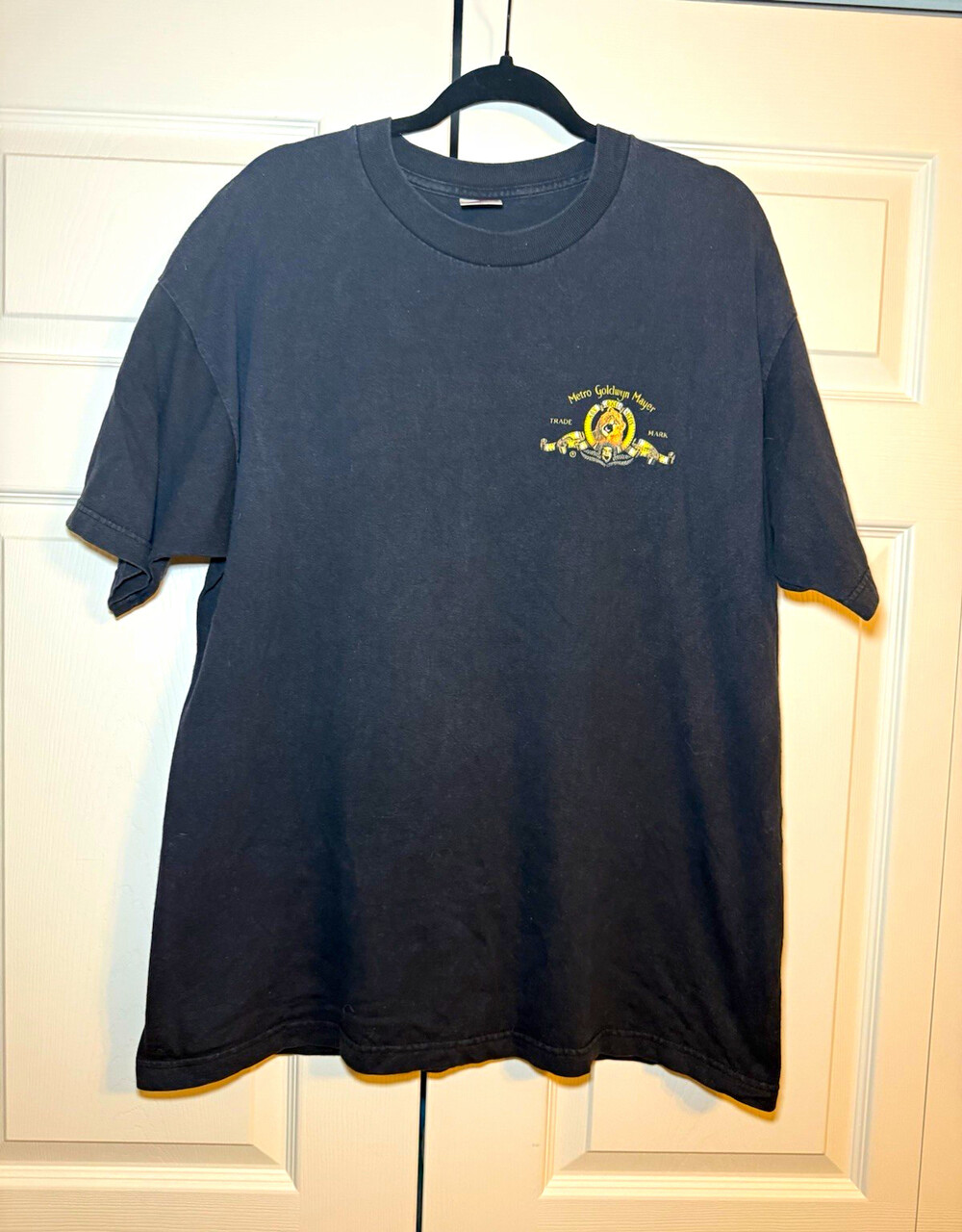 Vintage MGM Metro Goldwyn Mayer Logo T Shirt XL Alstyle AAA Faded Black Movie